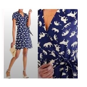 J Crew Cheetah Leopard Animal Mini Wrap Dress Size 6